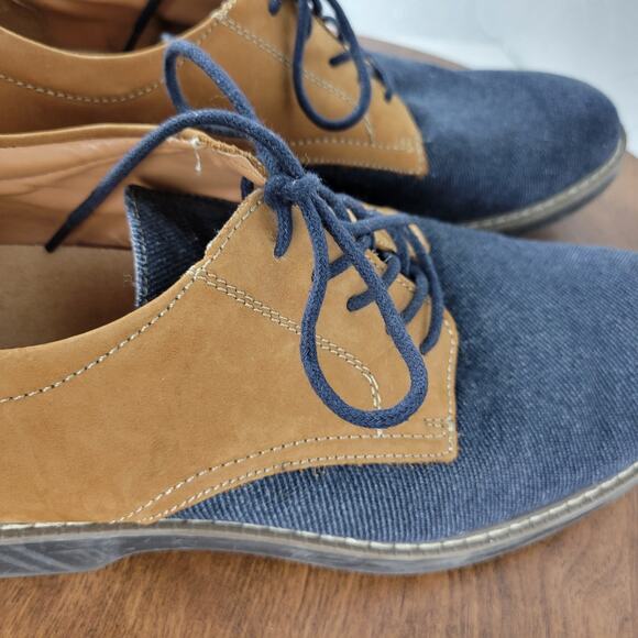 GH Bass & Co Patterson Mens Shoes Size 11 Blue Tan Oxford Bucks Leather Fabric main image 6
